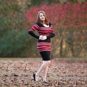 Derek Heart Striped Bodycon Dress Junior's Large